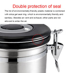 800ml Stainless Steel Sealed Food Coffee Grounds Bean Storage Container with Built-in CO2 Gas Vent Valve & Calendar