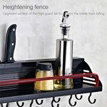 A Version 80cm 3 Cups 10 Hooks Kitchen Multi-function Wall-mounted Condiment Storage Rack, A Version 80cm 3 Cups