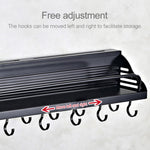A Version 80cm 2 Cups 10 Hooks Kitchen Multi-function Wall-mounted Condiment Storage Rack, A Version 80cm 2 Cups