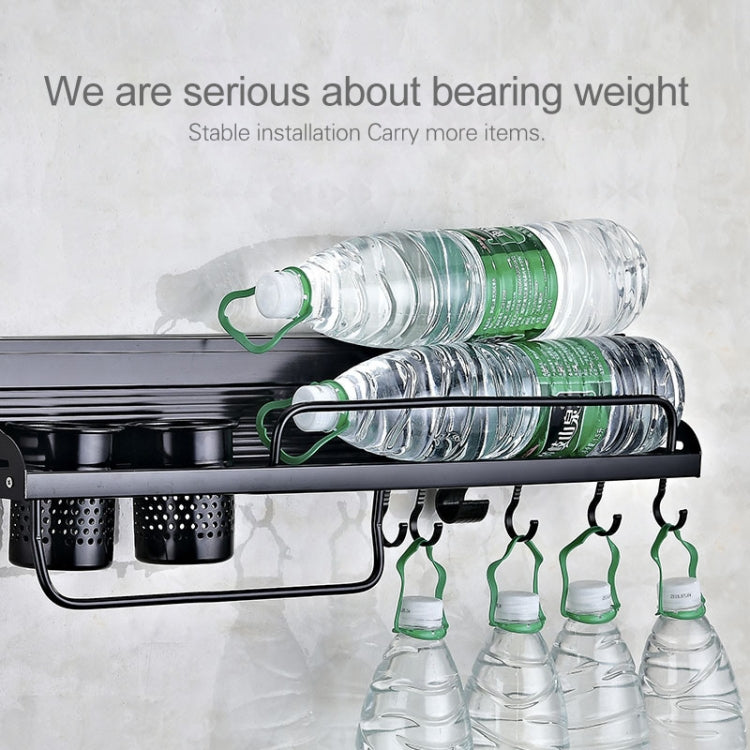 B Version 50cm 2 Cups 10 Hooks Kitchen Multi-function Wall-mounted Condiment Storage Rack, B Version 50cm 2 Cups