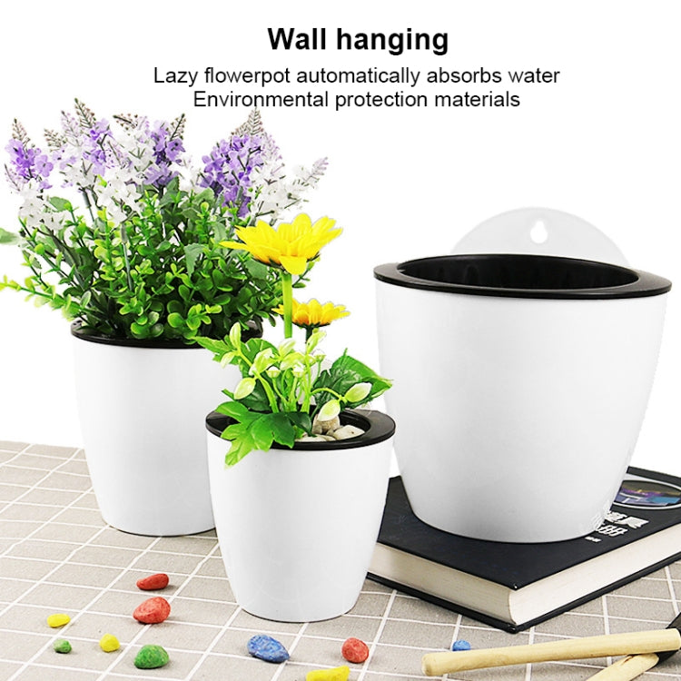 Self-Watering Planter Grow Plants Lazy Flower Pots Wall-hanging Round Resin Plastic Flower Pots, Size: 13x8.5x13cm, Size: 13x8.5x13cm