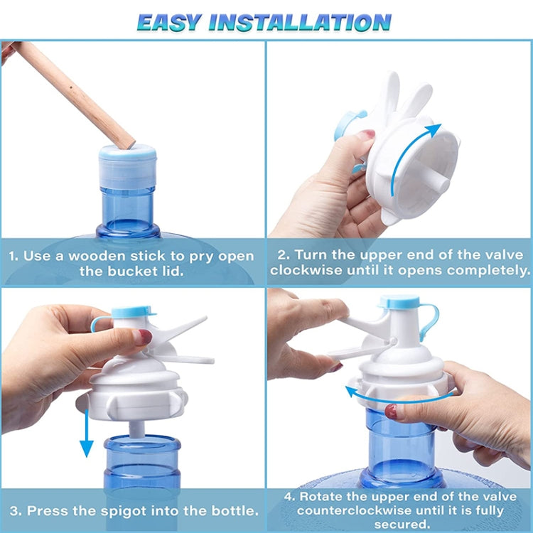 PP Water Bottle Faucet Dispenser Valve for 55mm Crown Top Bottle with Dustproof Cover, Faucet Dispenser Valve