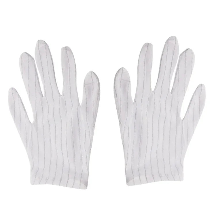 10 Pairs Anti-static Stripe Plastic Gloves, Size：Free Size, Plastic Gloves