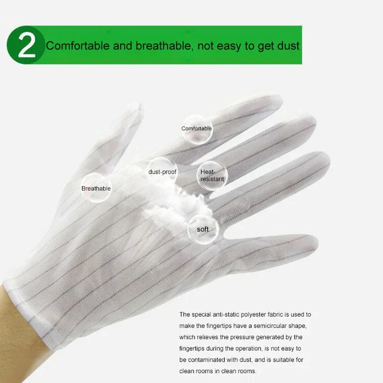 10 Pairs Anti-static Stripe Plastic Gloves, Size：Free Size, Plastic Gloves