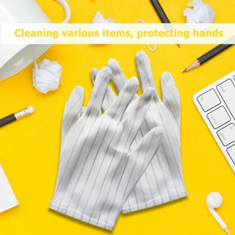 10 Pairs Anti-static Stripe Plastic Gloves, Size：Free Size, Plastic Gloves