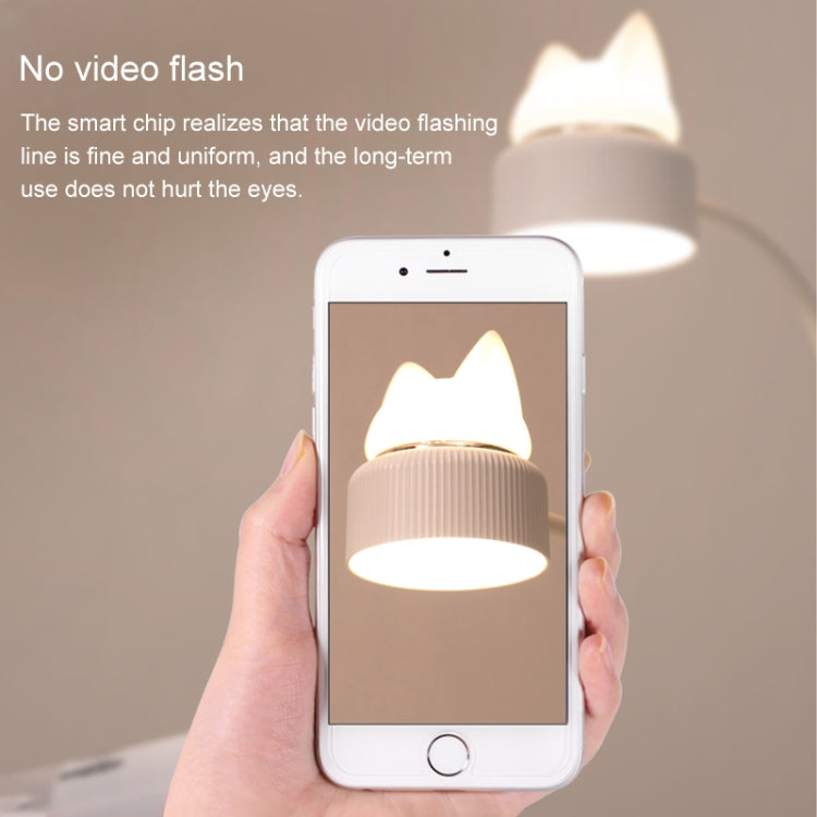 مصباح مكتب ليلي LED بتصميم مصدر ضوء مزدوج على شكل قطة، يدعم التحكم بثلاث مستويات سطوع