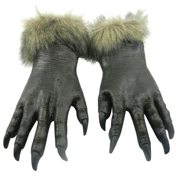1 Pair Halloween Decoration Latex Wolf Gloves Halloween Festival Party Fancy Masquerade Glove Props, Wolf Gloves