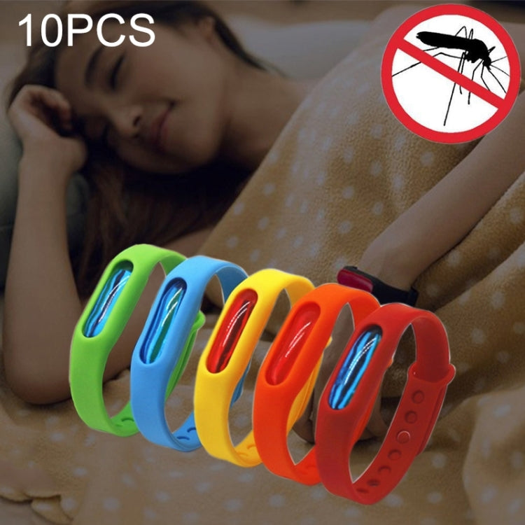 10 PCS Anti-mosquito Silicone Repellent Bracelet Buckle Wristband Bugs Away, Suitable for Children and Adults, Length:23cm, Random Color Delivery, 10 PCS