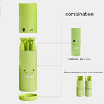 مجموعة سفر إبداعية 5 في 1 تشمل كوب غرغرة محمول، زجاجة شامبو فرعية، مشط، مرآة مكياج، أدوات غسيل، مجموعات قياسية، 5 في 1