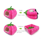 Strawberry Shaped Foldable Short Plush Pet House Nest, Size: M, Red, Size M, Pink, Size M, Blue, Size M, Purple, Size M