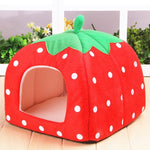 Strawberry Shaped Foldable Short Plush Pet House Nest, Size: M, Red, Size M, Pink, Size M, Blue, Size M, Purple, Size M