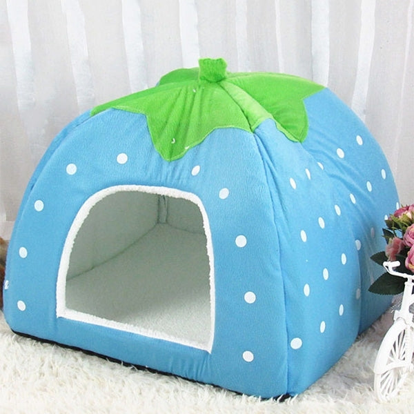Strawberry Shaped Foldable Short Plush Pet House Nest, Size: M, Red, Size M, Pink, Size M, Blue, Size M, Purple, Size M