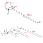 10pcs Supermarket Clothing Shop Pegboard Slat Wall Hook Shelf Hole Plate, Hole Pitch: 2.5cm, Length: 5cm, Wire Diameter: 3.3mm, Length: 5cm