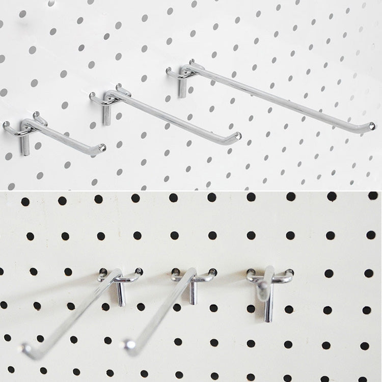 10pcs Supermarket Clothing Shop Pegboard Slat Wall Hook Shelf Hole Plate, Hole Pitch: 2.5cm, Length: 20cm, Wire Diameter: 3.3mm, Length: 20cm