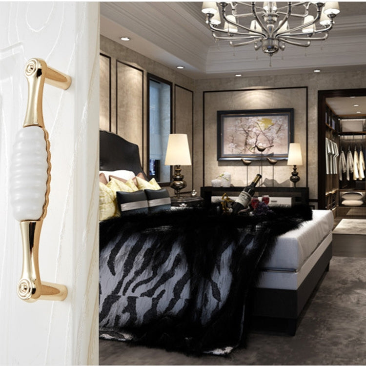 5027-128 Gold Imitated Zinc Alloy Ceramic Handle for Cabinet Wardrobe Drawer Door, Hole Spacing: 128mm, 5027-128