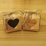 100 PCS Wedding Wood Grain Heart-shaped Pattern Hollowed-out Kraft Paper Sugar Box, Size: 5x5x5cm, Black Heart-shaped, LOVE Heart-shaped
