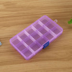 Removable Grid Plastic 15 Slots Box Organizer for Jewelry Earring Fishing Hook Small Accessories, 15 Slots (Baby Blue+Blue), 15 Slots (White+Blue), 15 Slots (White+Pink), 15 Slots (Pink+Blue), 15 Slots (Purple+Blue)