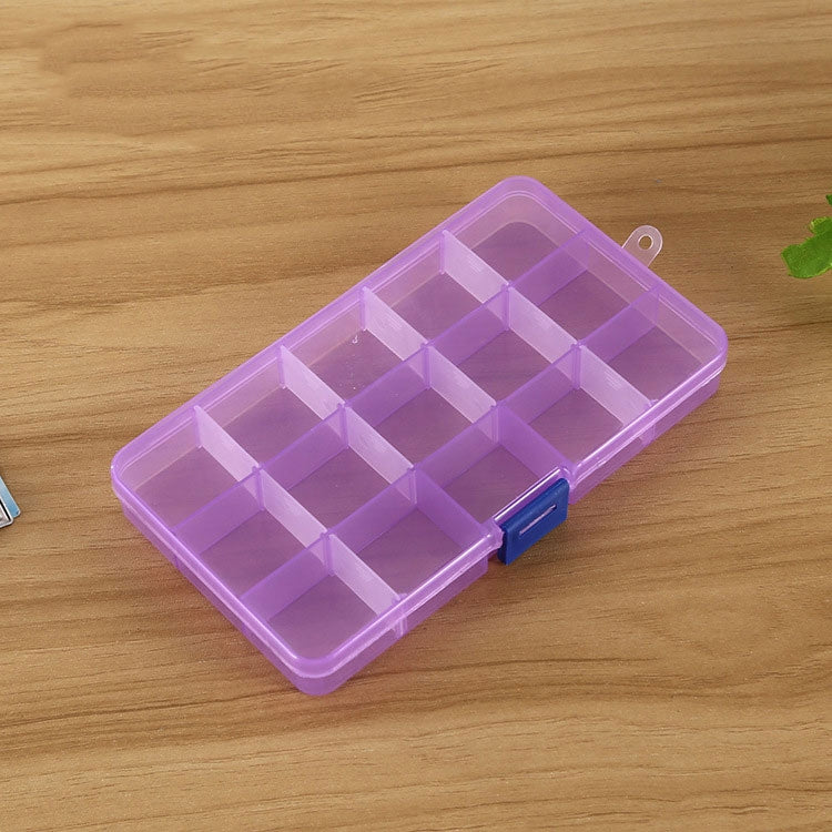 Removable Grid Plastic 15 Slots Box Organizer for Jewelry Earring Fishing Hook Small Accessories, 15 Slots (Baby Blue+Blue), 15 Slots (White+Blue), 15 Slots (White+Pink), 15 Slots (Pink+Blue), 15 Slots (Purple+Blue)