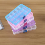 Removable Grid Plastic 15 Slots Box Organizer for Jewelry Earring Fishing Hook Small Accessories, 15 Slots (Baby Blue+Blue), 15 Slots (White+Blue), 15 Slots (White+Pink), 15 Slots (Pink+Blue), 15 Slots (Purple+Blue)