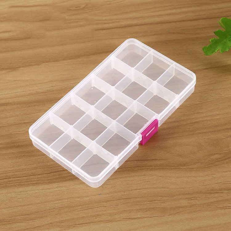 Removable Grid Plastic 15 Slots Box Organizer for Jewelry Earring Fishing Hook Small Accessories, 15 Slots (Baby Blue+Blue), 15 Slots (White+Blue), 15 Slots (White+Pink), 15 Slots (Pink+Blue), 15 Slots (Purple+Blue)