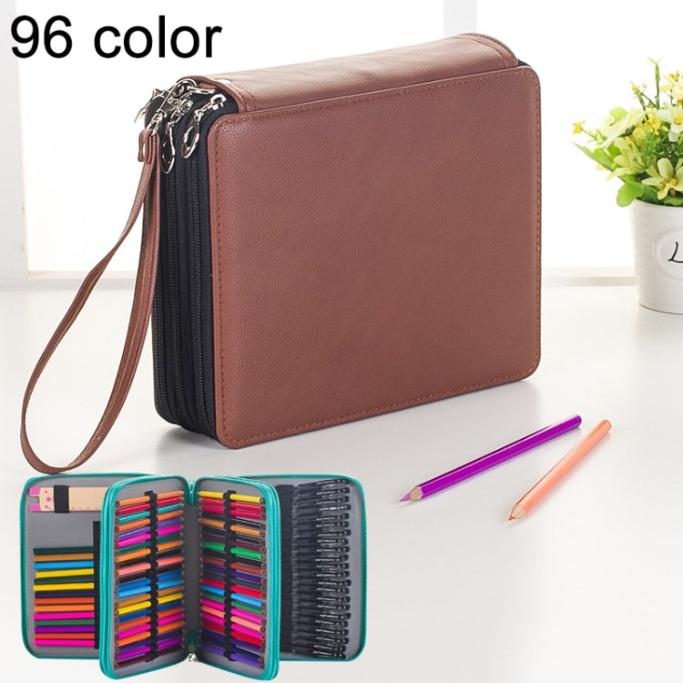 96 Slots Colored Pencil Case PU Leather Drawing Sketch Watercolor Pencils Holder Organizer with Hand Strap, 96 Slots Black, 96 Slots Gray, 96 Slots Magenta, 96 Slots Mint Green, 96 Slots Brown