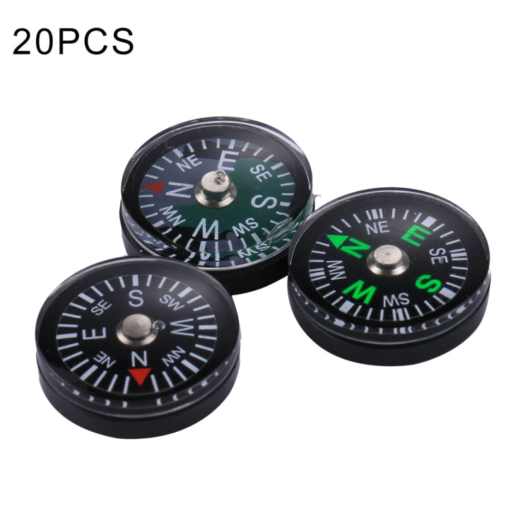 20 PCS 20mm Outdoor Sports Camping Hiking Pointer Guider Plastic Compass Hiker Navigation, Random Color Delivery, 20mm