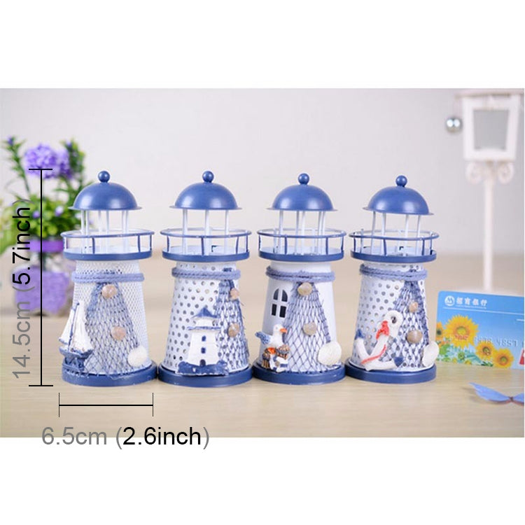 Creative Mediterranean Style Iron Handmade Flash Lighthouse, Random Style Delivery, Size: 14.5*6.5cm, Size: 14.5*6.5cm