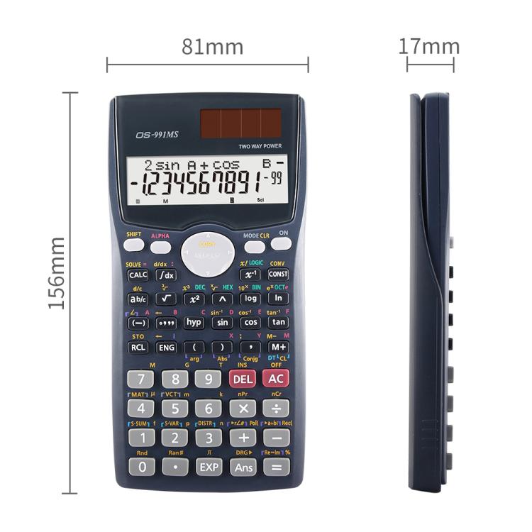 OS-991MS 10+2 Digits Double Line Display Multi-functional Student Function Scientific Calculator Solar Energy Dual Power Calculator, OS-991MS