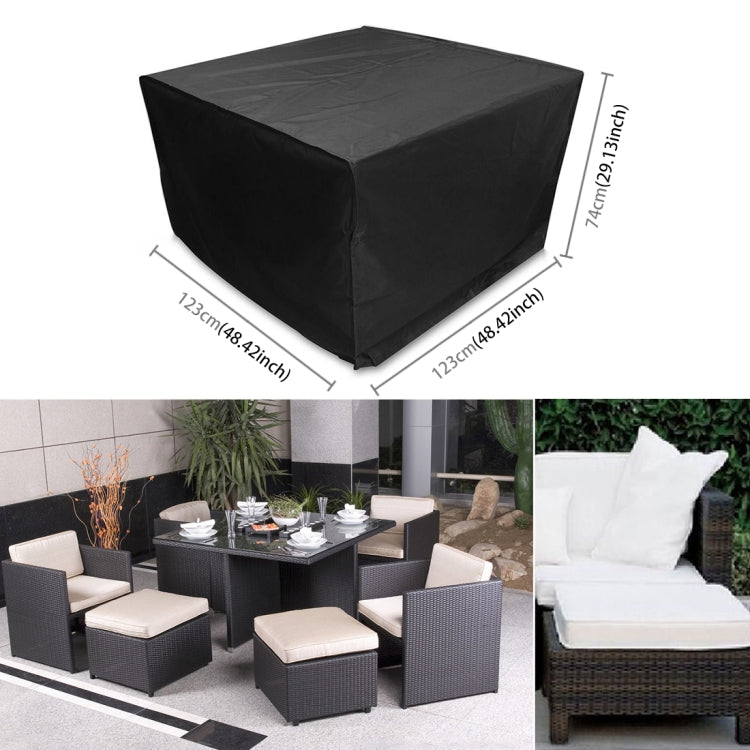 Anti-UV Waterproof Dust-proof 210D Oxford Cloth Folding Table Chairs Protective Cover Outdoor Furniture Set Cover, Size: 123*123*74cm(Black), Size: 123*123*74cm