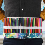 36 Slots Starry Sky Print Pen Bag Canvas Pencil Wrap Curtain Roll Up Pencil Case Stationery Pouch, 36 Slots