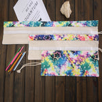 36 Slots Starry Sky Print Pen Bag Canvas Pencil Wrap Curtain Roll Up Pencil Case Stationery Pouch, 36 Slots