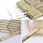 2 PCS Archival Pigment Ink Drawing Fineliner Pens Nib Manga Micron Pen, 0.25mm, 0.3mm, 0.35mm, 0.4mm, 0.45mm, 0.5mm