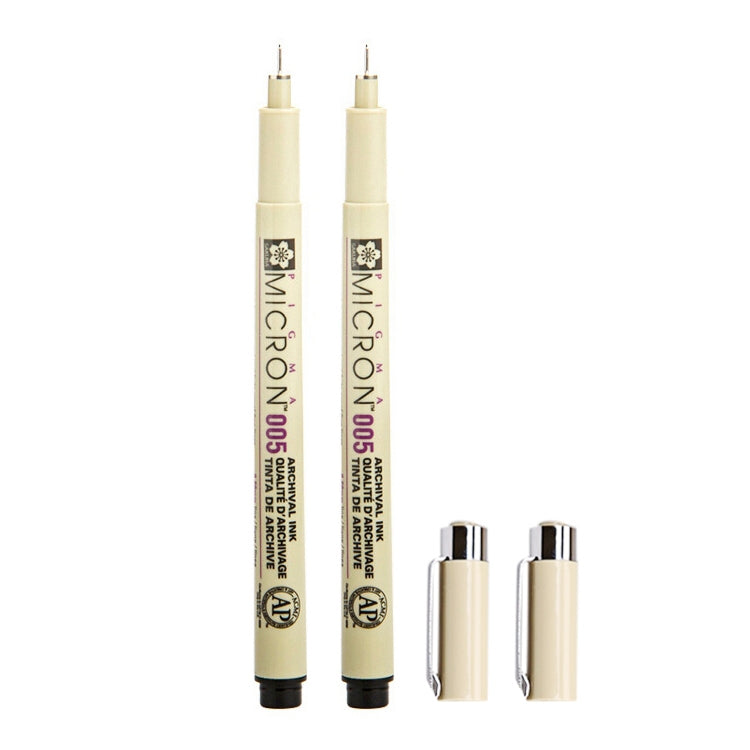 2 PCS Archival Pigment Ink Drawing Fineliner Pens Nib Manga Micron Pen, 0.25mm, 0.3mm, 0.35mm, 0.4mm, 0.45mm, 0.5mm