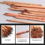 12pcs Drawing Writing Sketch Wooden Pencil Pre-sharpened 2B Art Graphite Pencils, 2B