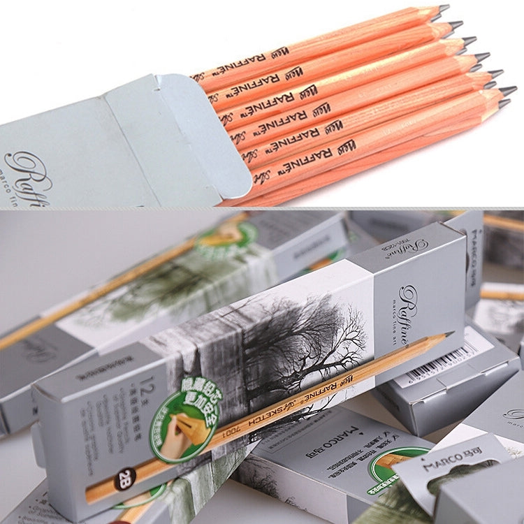 12pcs Drawing Writing Sketch Wooden Pencil Pre-sharpened 2B Art Graphite Pencils, 2B