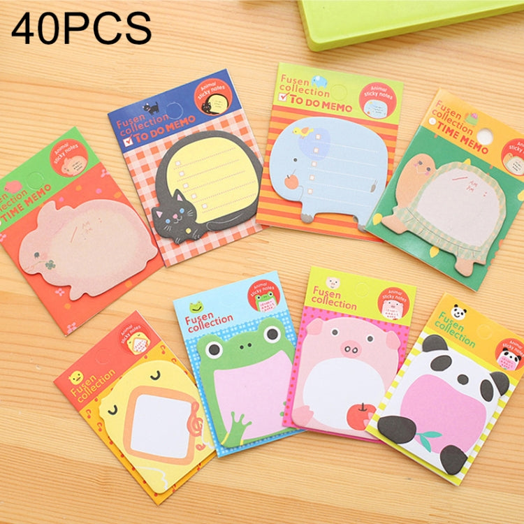 40 PCS Cartoon Animal Shaped Self Adhesive Memo Pad N-times Sticky Notes Bookmark School Office Supply, Random Style Delivery, Adhesive Memo Pad