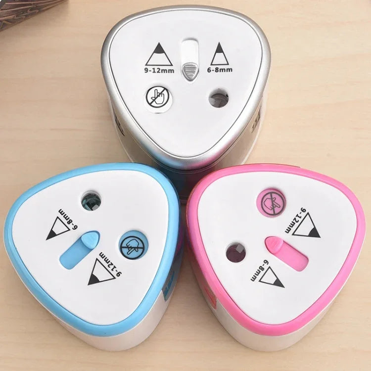 Office School Stationery Battery Operated Dual Slots Electric Colored Pencil Sharpener, Random Color Delivery, Dual Slots Electric Sharpener
