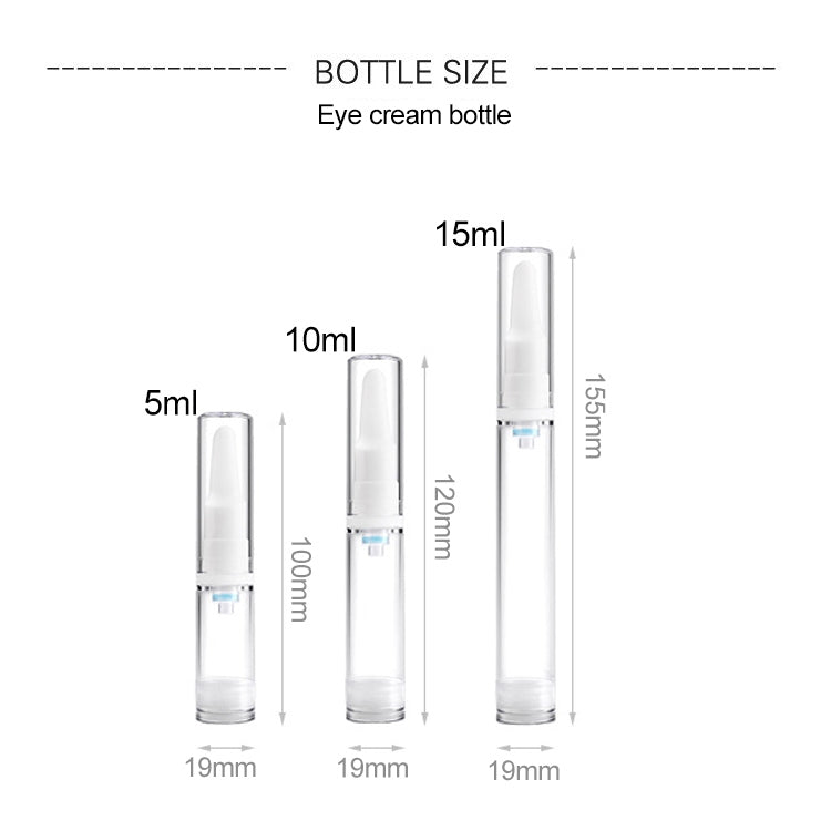 5 PCS Clear Empty Travel Portable Refillable Plastic Pump Bottle Containers, 15ml, 15ml