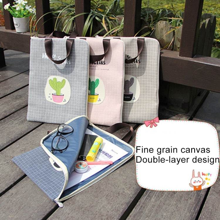Cactus Pattern Waterproof and Dustproof Canvas File Bag Zipper Data Portable Storage Bag, Random Style Delivery, P156