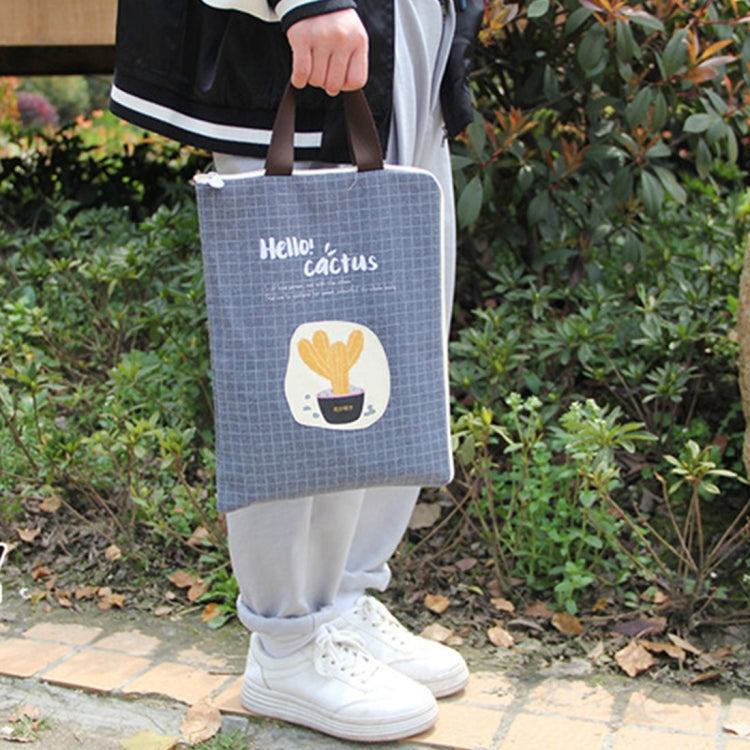 Cactus Pattern Waterproof and Dustproof Canvas File Bag Zipper Data Portable Storage Bag, Random Style Delivery, P156