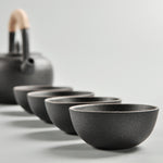 Portable Travel Ceramics Loop Handle Pot Teapot Teacup Set, (Black), (White)