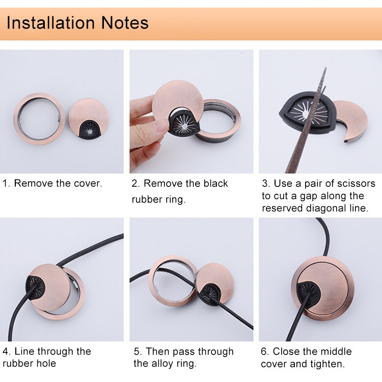 Desk Computer Desktop Zinc Alloy Round Threading Box Hole Cover, Hole Diameter: 80mm (Green Bronze), 80mm