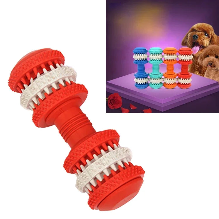 Hundespielzeug für die Zahnreinigung von Haustieren, aus ungiftigem Weichgummi, in Hantelform, groß, Länge: 15 cm, 15 cm (Rot), 15 cm (Babyblau), 15 cm (Orange), 15 cm (Blau)