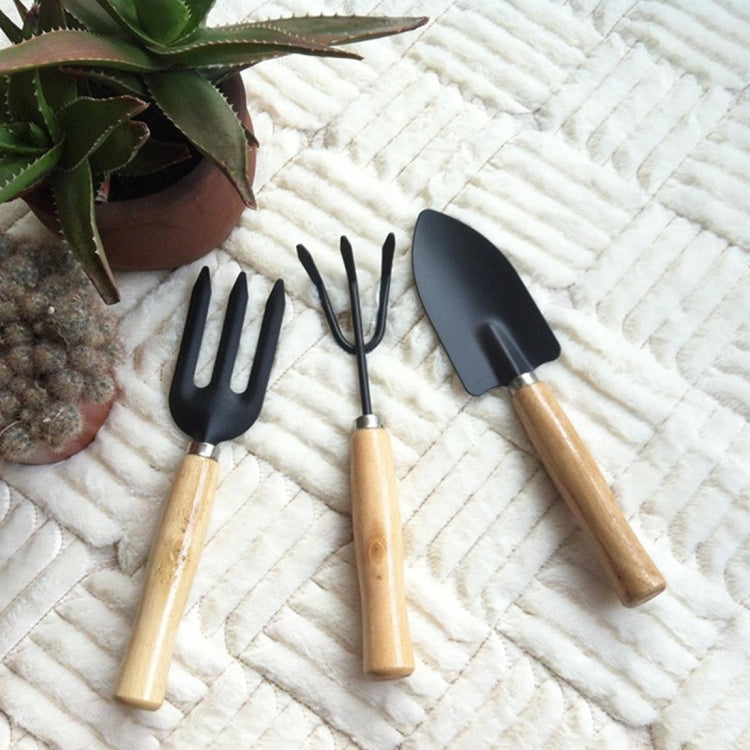 Rake Shovel Digging Trowel 3 in 1  Wooden Handle Metal Head Mini Garden Plant Tool Gardening Tool Garden Flower Tools Garden Tools Combination Set, Plant Tool 3