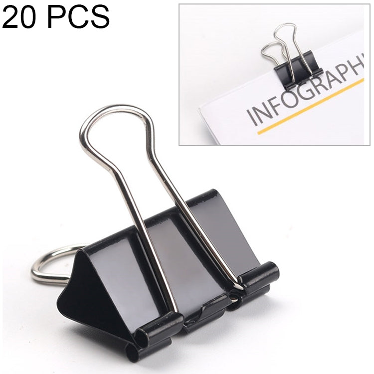 20PCS 51mm Black Metal Clip Notes Letter Paper Clip Office Bind, 20PCS / 51mm