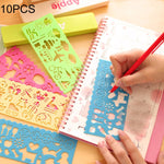 10 PCS Creative Candy Color Drawing Ruler Speed Sketchpad Art Ruler Template, Random Color Delivery, Speed Sketchpad