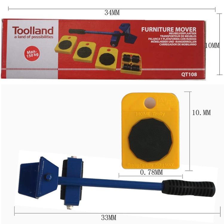Heavy Furniture Home Trolley Lift And Move Slides Kit 4 Rollers & Furniture Lifter Mover Transport Set