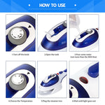 Multifunction Household Handheld Steamer Travel Portable Hand - Held Steam Hanging Hot Machine Ceramic Bottom with Flannelette Brush & Hair Brush & Measuring Cup,US Plug, US Plug Blue, US Plug Purple