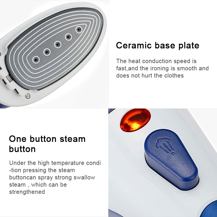 Multifunction Household Handheld Steamer Travel Portable Hand - Held Steam Hanging Hot Machine Ceramic Bottom with Flannelette Brush & Hair Brush & Measuring Cup,US Plug, US Plug Blue, US Plug Purple