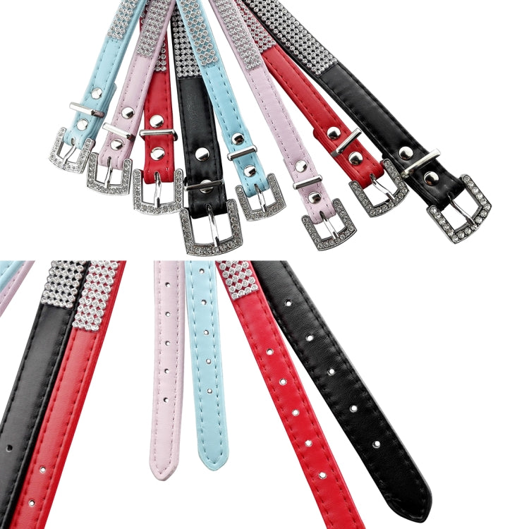 Rhinestone PU Soft Breathable Dog Harness Pet Vest Dog Chest Strap Leash Dog Collar, Size: M